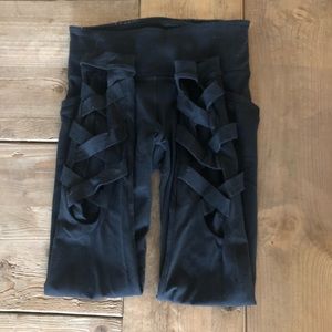 Athleta High Rise Cut Out Chaturanga Tights- Black